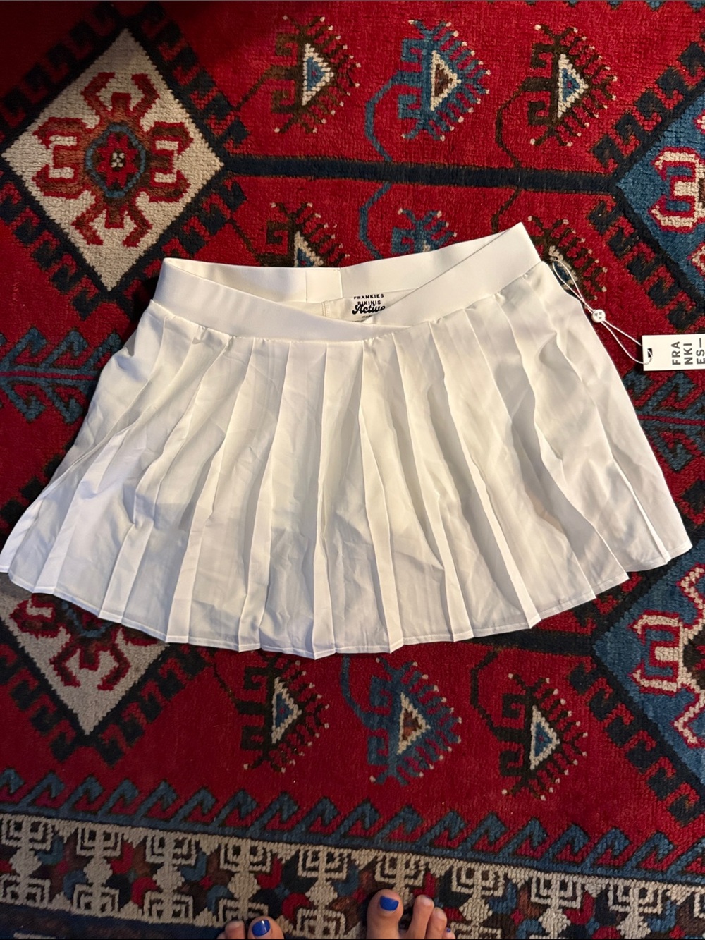 Frankie’s Bikinis White Pleated Skater Tennis Mini Skirt NWT MEDIUM